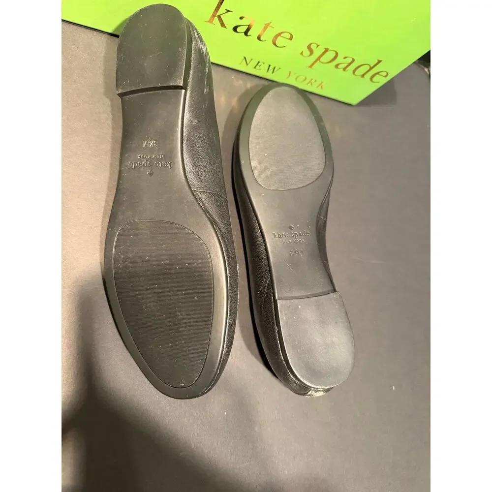 IOB Kate Spade Winthrop Ballerina Flats In Black French Bulldog Sz 8.5